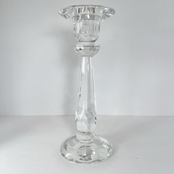 Candlestick Holder Faceted Crystal Glass,Clear Cut Glass. Wedding decor - Picture 2 of 6